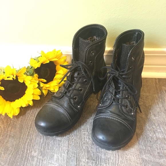 guess combat boots with rhinestones